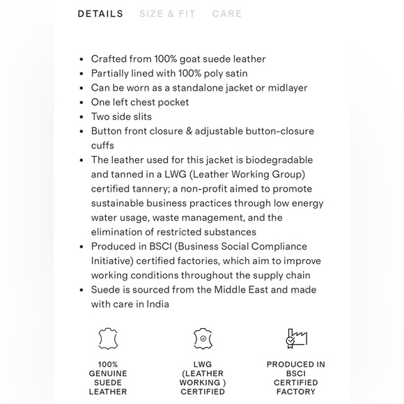 NWT Quince 100% Goat Suede Leather Overshirt Black Men Size Small - Picture 7 of 9